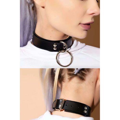 Halka Detaylı Deri Choker, Deri Tasma, Halkalı Tasma - APFT971