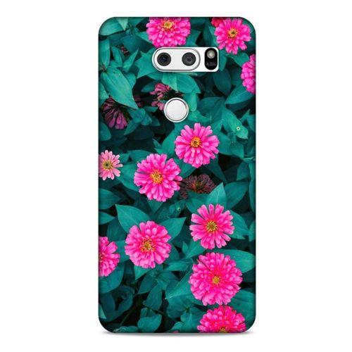 Lopard LG K40S Uyumlu Kılıf Bahar (39) Liquid Crystal Kılıf Fuşya Çiçekler