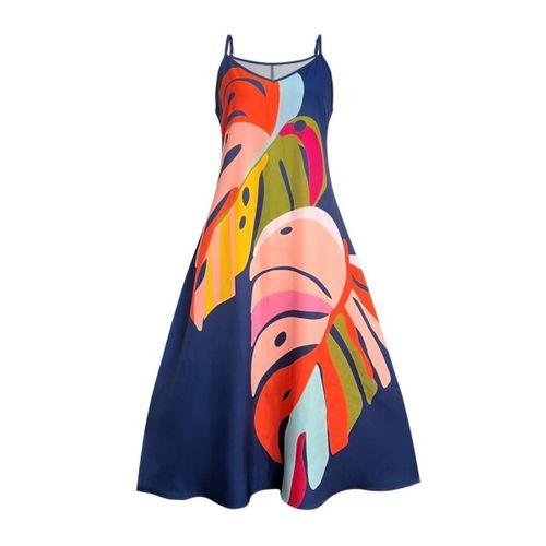 Kadın Ip Askılı V Yakalı Desenli Süprem Maxi Elbise