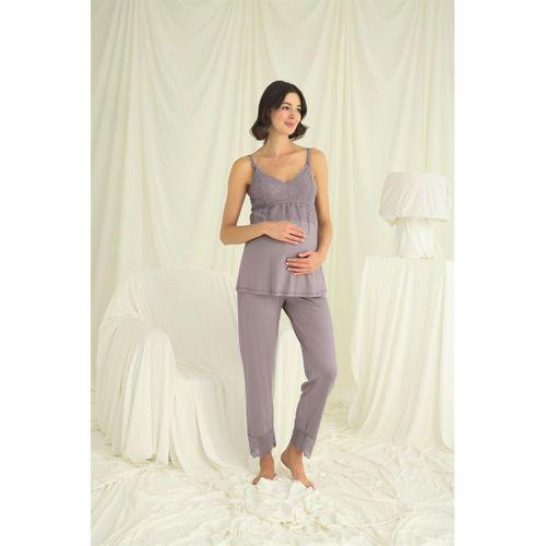 Dantelli Hamile Lohusa 3lü Pijama Takımı