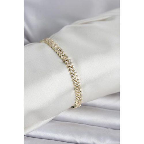 Pirinç Gold Renk Zirkon Taşlı Çavuş Model Kadın Bileklik