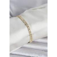 Pirinç Gold Renk Zirkon Taşlı Çavuş Model Kadın Bileklik