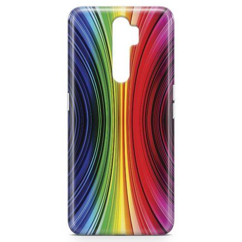 Oppo A9 2020 Kılıf Asimetrik Gökkuşağı Arka Kapak Koruma Desenli Full Koruyucu