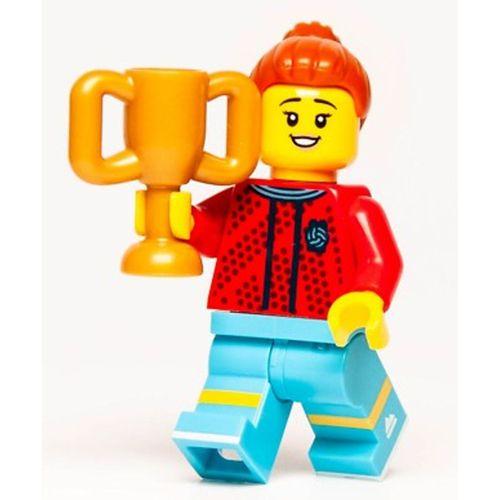 Orjinal Lego Minifigür Female Football Soccer Champion Player with Trophy