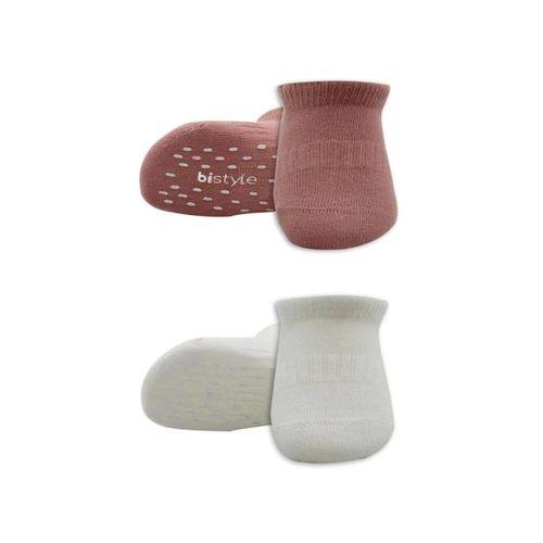 Eğitici Oyuncak Bistyle 2'Li Sneakers Kaymaz Colours Penye Çorap BS20104 Ekru Pudra