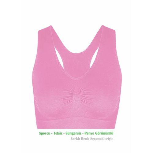 Alışveriş Meydanı Kadın Pembe Pedsiz Likralı Sporcu Sütyeni Büstiyeri