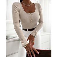 Kadın Uzun Kollu Yakadan Açık Ve Düğme Detaylı Kaşkorse Bluz