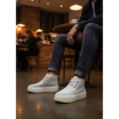 BA0550 İçi Kürklü Bağcıklı Krem Erkek Tarz Spor Bot