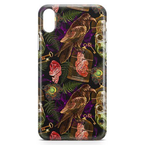 Apple iPhone XR Kılıf Tarot Gotik Kuzgun Arka Kapak Koruma Desenli Full Koruyucu
