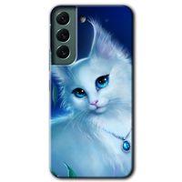 Samsung Galaxy S22 Kılıf HD Desen Baskılı Arka Kapak + Temperli Cam - Cat Glance