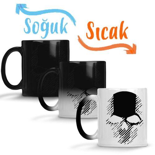 Punisher Skull Sihirli Kupa Bardak Porselen