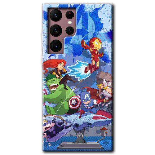 Potkal Hediye Fabrikası Samsung Galaxy S22 Ultra HD Baskılı Kılıf + 9D Tam Ekran Koruyucu - Avengers Cartoon