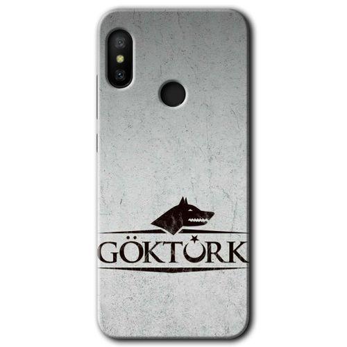 MRCİLETİSİM Xiaomi Redmi Note 6 Pro Kılıf Baskılı Kapak - Göktürk + 5D Tam Kaplayan Cam