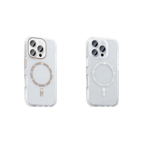 Apple iPhone 16 Pro Max Kılıf Taşlı Tasarım M-safe Şarj Özellikli Zore Koment Silikon Kapak