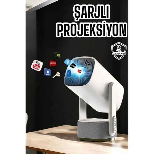 Akıllı Projeksiyon Powerbankli Taşınabilir Sinema Projektörü 4k Hd Kaliteli