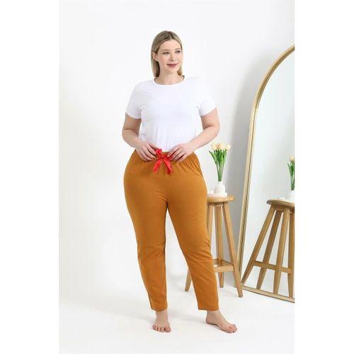 Kadın Pamuklu Büyük Beden Alt Pijama Hardal