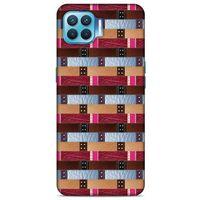 Oppo Reno 4 Lite Kılıf Patchwork (45) Liquid Air Kılıf Bordo Gri