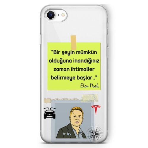 Apple iPhone SE 2020 Kılıf Caps-Elon Musk Arka Kapak Koruma Desenli Full Koruyucu