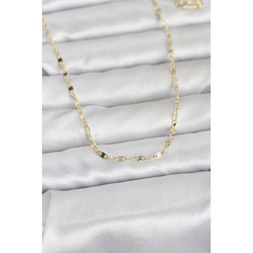 CM 14K Gold Renk Yassı Gemici Zincir Model 60 cm Kadın Kolye