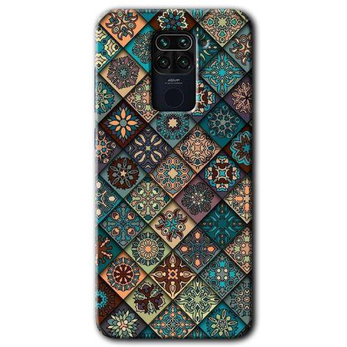 MRCİLETİSİM Xiaomi Redmi Note 9 Kılıf Baskılı Kapak - Mat Mandala + 5D Tam Kaplayan Cam
