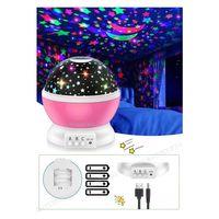Pembe Dönen Renkli Ay Yıldızlı Gökyüzü Yansıtmalı Projeksiyon Gece Lambası Çocuk Bebek Parti Odası
