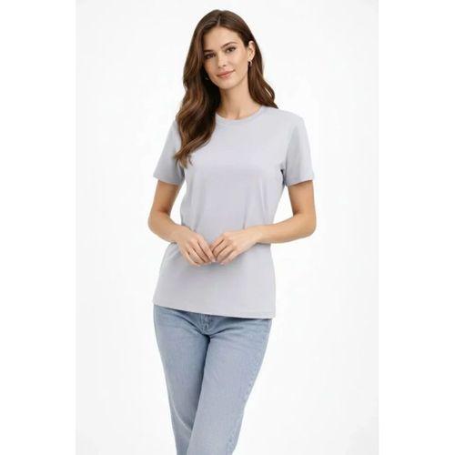 Bisiklet Yaka Tişört  Regular Kalıp Basic Pamuklu  Günlük Kullanım  T-shirt - Gri