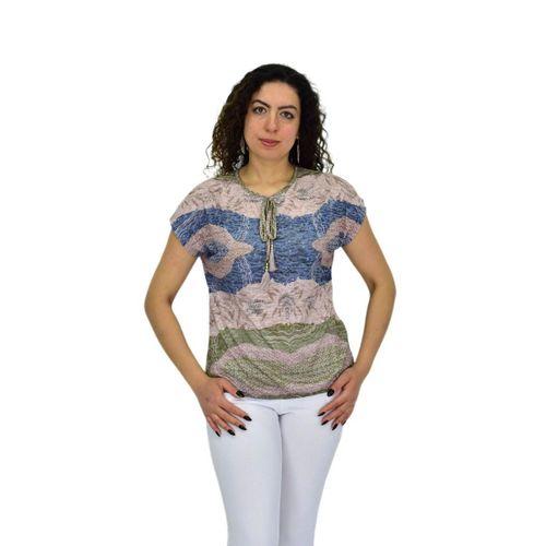 Kadın Kısa Kol Baskılı Bluz BGL-ST04694