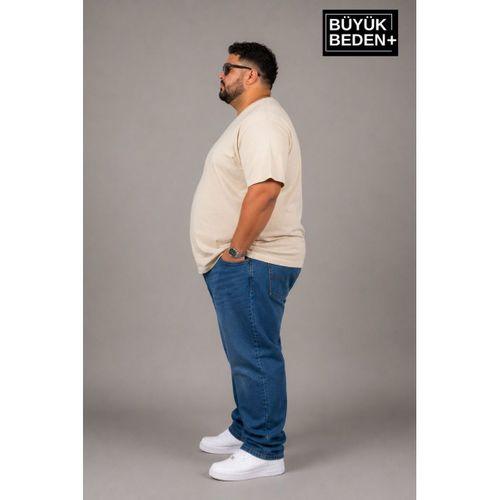 Süperlife Büyük Beden Erkek V Yaka Pamuklu Basic Tişört Lacivert 3XL-6XL SPR26BTS509