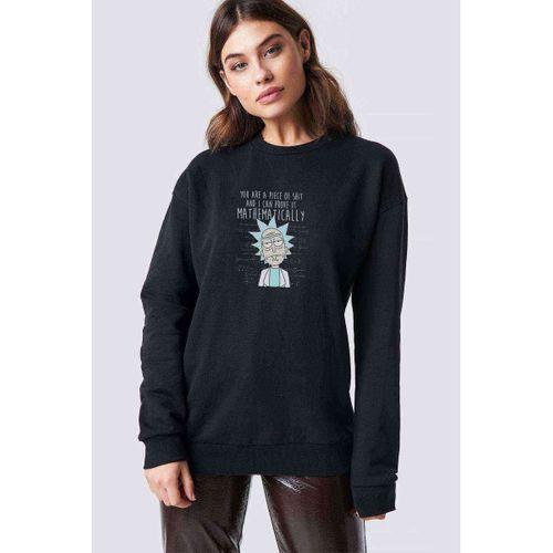 Rick And Morty Mathematically Baskılı Siyah Kadın Sweashirt