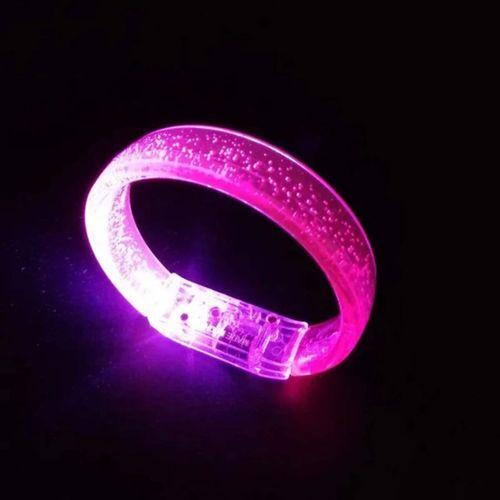 Eğitici Oyuncak Pembe Led Işıklı Baskı Yapılabilen Pilli Bileklik Bilezik 1,5 cm Genişlik