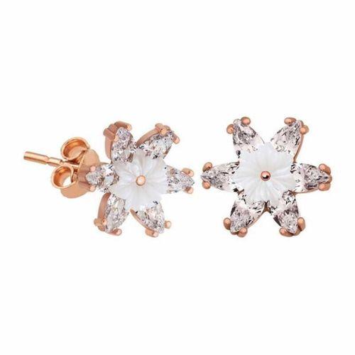 Lucky Life 925 Ayar Gumuss  Beyaz Lotus Çiçeği Küpe