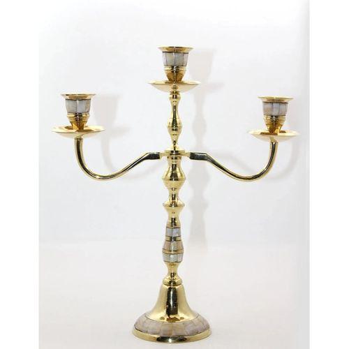 Pirinç Sedefli 3'lü Şamdan