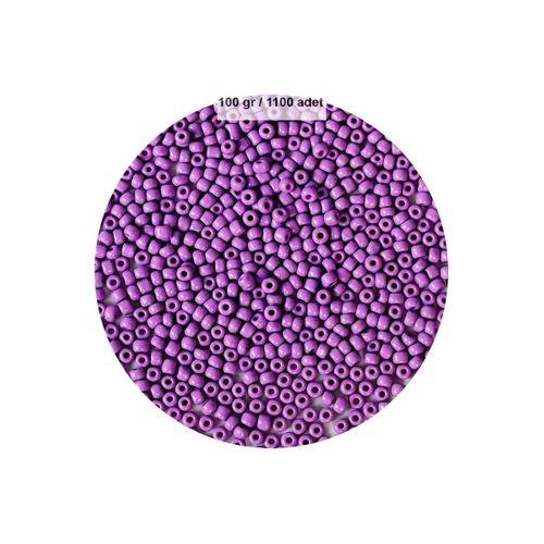 Mor Renk 4 mm Yaklaşık 1100 adet / 100 gram Cam Boncuk Oya Yazma Bileklik ve Kolye