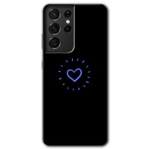 Samsung Galaxy S21 Ultra Kılıf HD Desen Baskılı Arka Kapak + Temperli Cam - Heart Strokes
