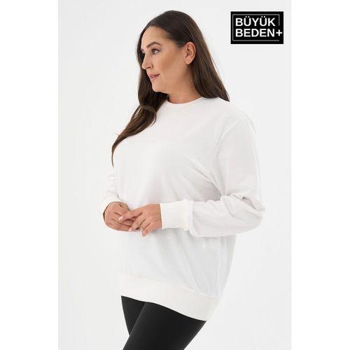 Kadın Büyük Beden Bisiklet Yaka İnce Sweatshirt – Regular Fit %64 Pamuklu SPR26BSWk956