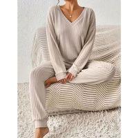 Kadın Uzun Kollu V Yakalı Kaşkorse Bluz Ve Pantolon Ikili Takım