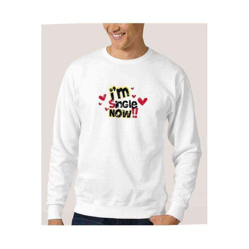 İ M Sngle Now LOVEPOTENTIAL Baskılı Beyaz Erkek Sweatshirt