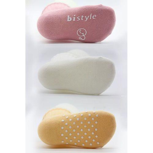 Bistyle Basic Kaymaz Penye Soket Çorap 3'Lü BS10106 Pudra Ekru Somon