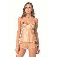 Gold Saten Babydoll Şort Takımı