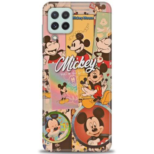 Samsung Galaxy A22 Kılıf HD Baskılı Kılıf - I Love Mickey + Tam Ekran Koruyucu