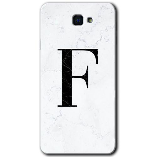 Galaxy J7 Prime 2 Kılıf HD Desen Baskılı Arka Kapak - Beyaz Mermer Desenli F Harfi