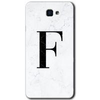 Galaxy J7 Prime 2 Kılıf HD Desen Baskılı Arka Kapak - Beyaz Mermer Desenli F Harfi