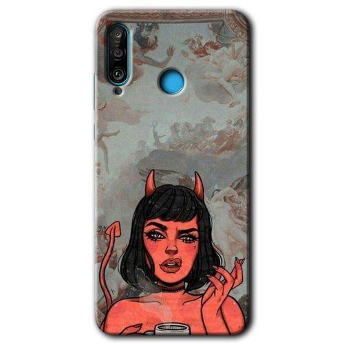 Huawei P30 Lite Kılıf Kapak - Devil Girl +Hayalet Ekran Yandan Gözükmez