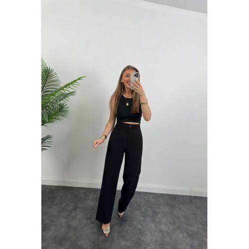 Kadın Yüksek Bel Atlas Kumaş Palazzo Pantolon