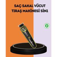 Led Ekranlı Şarjlı Saç Ve Sakal Kesme Makinesi Erkek Bakım Cihazı Çok Başlıklı Set