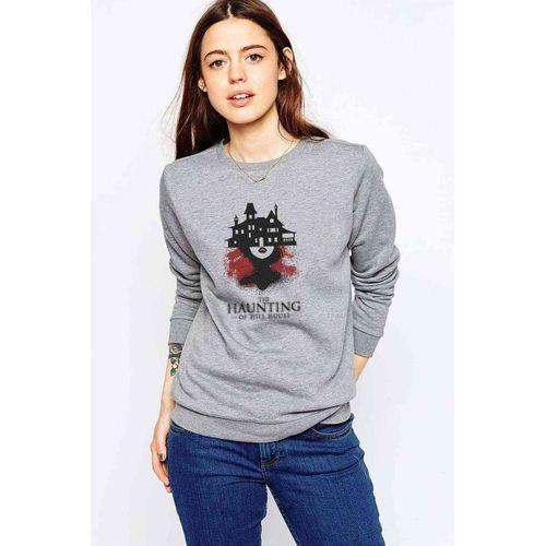 The Haunting of Hill House Comic Baskılı Gri Kadın Sweatshirt