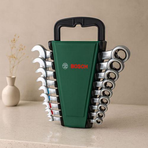 8 Parça 8-19 mm Kombine Anahtar Takımı (Plastik Standlı, Taşıma Aparatlı)