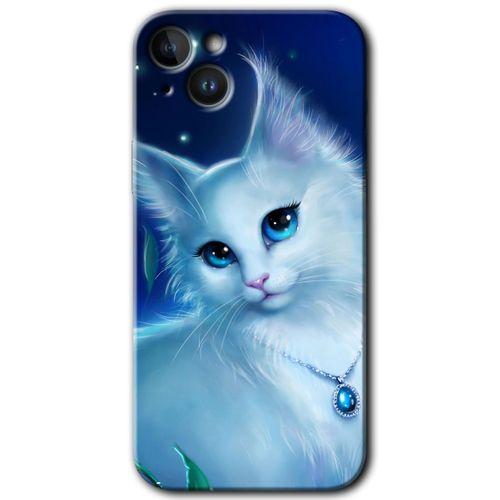 iPhone 14 Plus HD Baskılı Kılıf + 9D Tam Ekran Koruyucu - Cat Glance