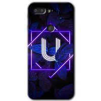 General Mobile GM 9 Pro Kılıf HD Desen Baskılı Arka Kapak - Dark Neon Yaprak U Harfi