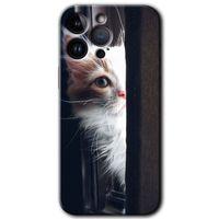 iPhone 14 Pro HD Baskılı Kılıf + 9D Tam Ekran Koruyucu - Kedi Bakışı
